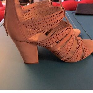 IMAN taupe block heel sandal